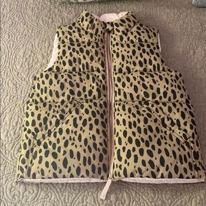 Crewcuts leopard print and pink puffer vest